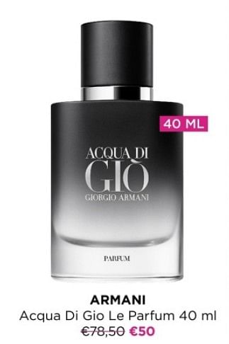 Promoties Armani acqua di gio le parfum - Armani - Geldig van 03/01/2024 tot 31/01/2024 bij ICI PARIS XL