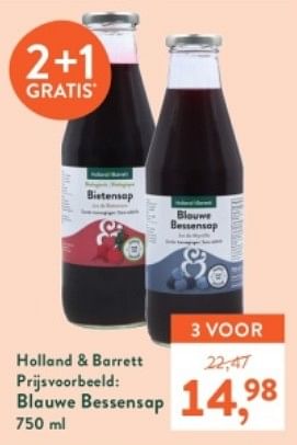 Promoties Blauwe bessensap - Huismerk - Holland & Barrett - Geldig van 27/12/2023 tot 21/01/2024 bij Holland & Barret
