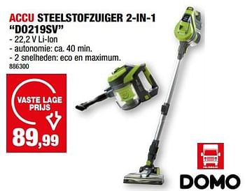 Promoties Domo elektro accu steelstofzuiger 2-in-1 do219sv - Domo elektro - Geldig van 27/12/2023 tot 07/01/2024 bij Hubo