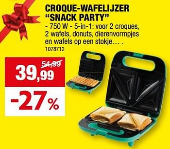 Promoties Domo elektro croque-wafelijzer snack party - Domo elektro - Geldig van 27/12/2023 tot 07/01/2024 bij Hubo