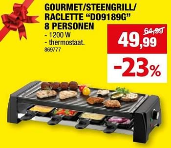 Promoties Domo elektro gourmet-steengrill- raclette do9189g 8 personen - Domo elektro - Geldig van 27/12/2023 tot 07/01/2024 bij Hubo