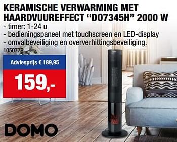 Promotions Domo elektro keramische verwarming met haardvuureffect do7345h - Domo elektro - Valide de 27/12/2023 à 07/01/2024 chez Hubo