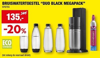 Promoties Sodastream bruiswatertoestel duo black megapack - Sodastream - Geldig van 27/12/2023 tot 07/01/2024 bij Hubo