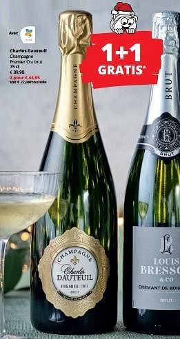Promotions Charles dauteuil champagne premier cru brut - Champagne - Valide de 14/12/2023 à 03/01/2024 chez Spar (Colruytgroup)