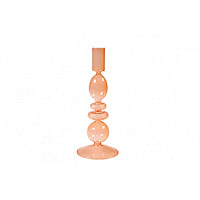 AVA selection Kandelaar Oranje H 21cm Ø 8,5cm Transparant Glas Ibiza Oranje-Huismerk - Ava