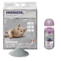 PREMIERE Excellent klontvormende kattenbakvulling Pure 12 kg met deodorant Flower-Premiere
