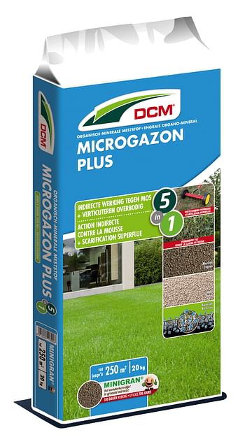 Promoties DCM gazonmeststof Microgazon Plus 20kg - DCM - Geldig van 04/08/2023 tot 14/09/2023 bij Brico