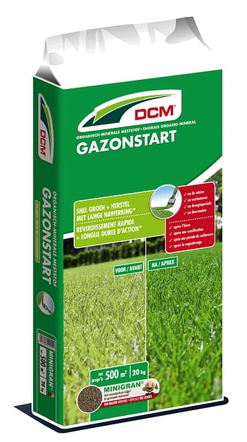 Promoties DCM gazonmeststof Gazonstart 20kg - DCM - Geldig van 05/08/2023 tot 14/09/2023 bij Brico