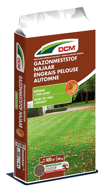 Promoties DCM organisch-minerale gazonmeststof 'Najaar' 20kg - DCM - Geldig van 08/08/2023 tot 14/09/2023 bij Brico
