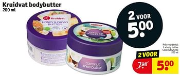 Promoties Body butter coconut + shea - Huismerk - Kruidvat - Geldig van 02/01/2024 tot 14/01/2024 bij Kruidvat