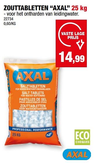 Promoties Zouttabletten axal - Axal - Geldig van 27/12/2023 tot 07/01/2024 bij Hubo
