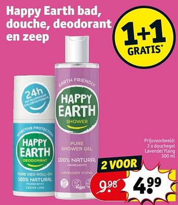 Promoties Douchegel lavendel ylang - Happy Earth - Geldig van 02/01/2024 tot 14/01/2024 bij Kruidvat