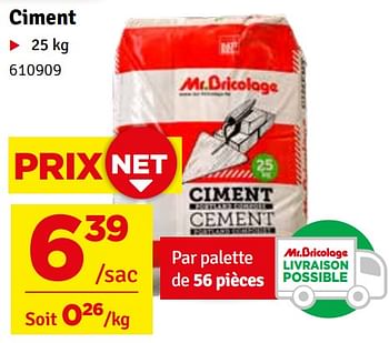 Promotions Ciment - Produit maison - Mr. Bricolage - Valide de 02/01/2024 à 28/01/2024 chez Mr. Bricolage