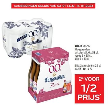 Promoties Bier 0,0% hoegaarden 2e voor 1-2 prijs - Hoegaarden - Geldig van 03/01/2024 tot 16/01/2024 bij Alvo