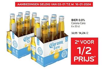 Promoties Bier 0.0% corona cero 2e voor 1-2 prijs - Corona - Geldig van 03/01/2024 tot 16/01/2024 bij Alvo