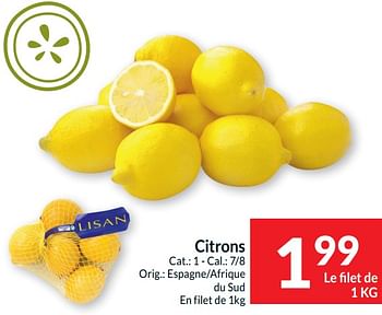 Promotions Citrons - Produit maison - Intermarche - Valide de 02/01/2024 à 07/01/2024 chez Intermarche