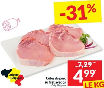 Promotions Côtes de porc au filet avec os - Produit maison - Intermarche - Valide de 02/01/2024 à 07/01/2024 chez Intermarche