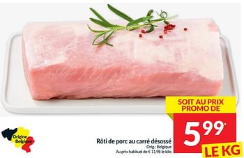 Promotions Rôti de porc au carré désossé - Produit maison - Intermarche - Valide de 02/01/2024 à 07/01/2024 chez Intermarche