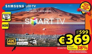 Promoties Samsung led tv ue50au7025 - Samsung - Geldig van 03/01/2024 tot 10/01/2024 bij ElectroStock