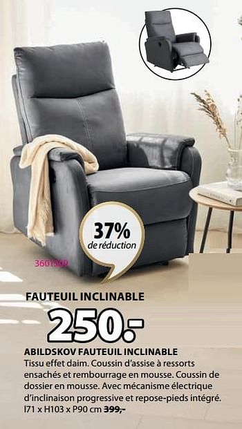 Promotions Abildskov fauteuil inclinable - Produit Maison - Jysk - Valide de 27/12/2023 à 31/01/2024 chez Jysk