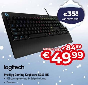 Promoties Logitech prodigy gaming keyboard g213 be - Logitech - Geldig van 03/01/2024 tot 31/01/2024 bij Auva