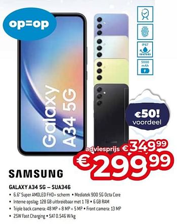 Promoties Samsung galaxy a34 5g - sua346 - Samsung - Geldig van 03/01/2024 tot 31/01/2024 bij Auva