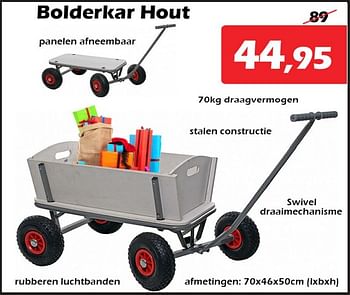 Promoties Bolderkar hout - Huismerk - Itek - Geldig van 29/12/2023 tot 14/01/2024 bij Itek