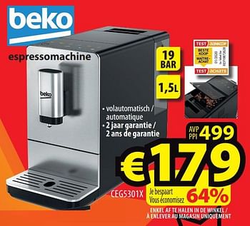 Promoties Beko espressomachine ceg5301x - Beko - Geldig van 03/01/2024 tot 10/01/2024 bij ElectroStock