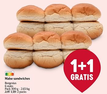 Promoties Malse sandwiches borgesius - Huismerk - Delhaize - Geldig van 04/01/2024 tot 10/01/2024 bij Delhaize