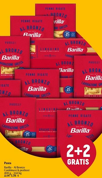 Promoties Pasta barilla - al bronzo - Barilla - Geldig van 04/01/2024 tot 10/01/2024 bij Delhaize