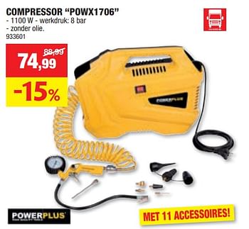 Promoties Powerplus compressor powx1706 - Powerplus - Geldig van 03/01/2024 tot 14/01/2024 bij Hubo