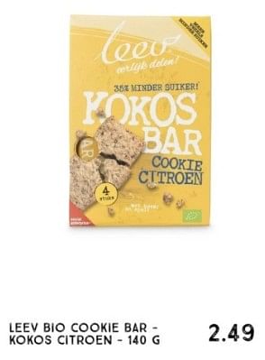 Promoties Leev bio cookie bar - kokos citroen - leev - Geldig van 01/01/2024 tot 27/01/2024 bij Xenos