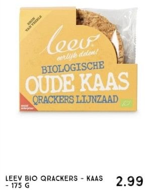 Promoties Leev bio qrackers - kaas - leev - Geldig van 01/01/2024 tot 27/01/2024 bij Xenos