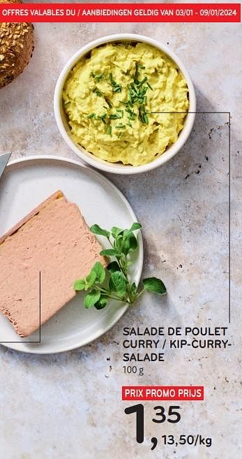 Promotions Salade de poulet curry - Produit maison - Alvo - Valide de 03/01/2024 à 16/01/2024 chez Alvo
