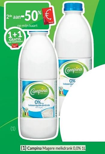 Promoties Campina magere melkdrank - Campina - Geldig van 01/01/2024 tot 31/01/2024 bij Intermarche