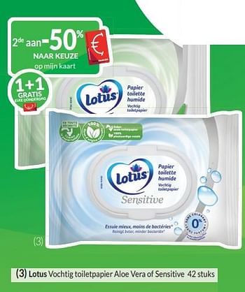 Promoties Lotus vochtig toiletpapier aloe vera of sensitive - Lotus Nalys - Geldig van 01/01/2024 tot 31/01/2024 bij Intermarche