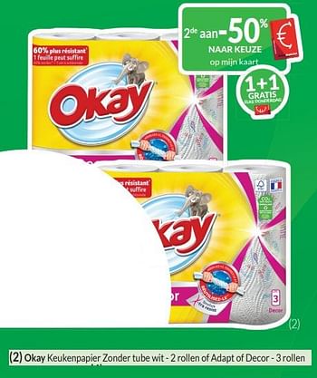 Promoties Okay keukenpapier zonder tube wit - of adapt of decor - Okay - Geldig van 01/01/2024 tot 31/01/2024 bij Intermarche
