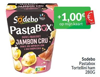 Promoties Sodebo pastabox tortellini ham - Sodebo - Geldig van 01/01/2024 tot 31/01/2024 bij Intermarche