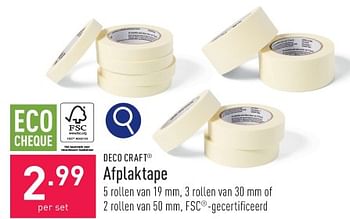 Promotions Afplaktape - Deco Craft - Valide de 13/01/2024 à 13/01/2024 chez Aldi