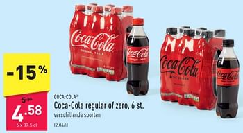 Promotions Coca-cola regular of zero - Coca Cola - Valide de 08/01/2024 à 13/01/2024 chez Aldi