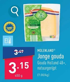 Promoties Jonge gouda - MOLENLAND - Geldig van 08/01/2024 tot 13/01/2024 bij Aldi