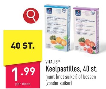 Promoties Keelpastilles - Vitalis - Geldig van 10/01/2024 tot 13/01/2024 bij Aldi