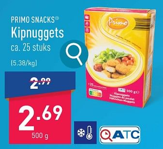 Promoties Kipnuggets - PRIMO SNACKS - Geldig van 08/01/2024 tot 13/01/2024 bij Aldi
