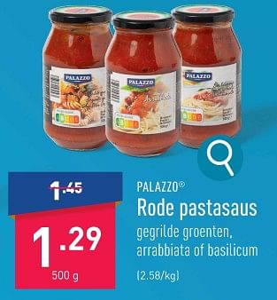 Promoties Rode pastasaus - PALAZZO - Geldig van 08/01/2024 tot 13/01/2024 bij Aldi