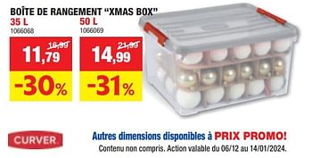 Promoties Boîte de rangement xmas box - Curver - Geldig van 03/01/2024 tot 14/01/2024 bij Hubo