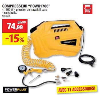 Promotions Powerplus compresseur powx1706 - Powerplus - Valide de 03/01/2024 à 14/01/2024 chez Hubo