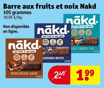 Promotions Barre aux fruits et noix nakd - Nákd - Valide de 02/01/2024 à 14/01/2024 chez Kruidvat