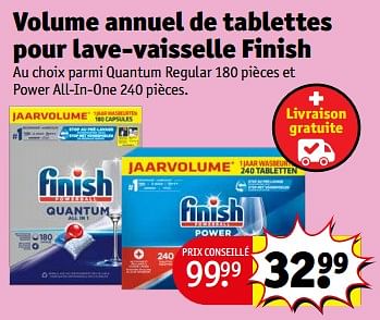 Promotions Volume annuel de tablettes pour lave-vaisselle finish - Finish - Valide de 02/01/2024 à 14/01/2024 chez Kruidvat