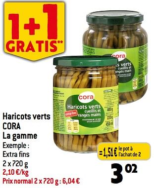 Promotions Haricots verts cora - Produit maison - Match - Valide de 03/01/2024 à 09/01/2024 chez Match