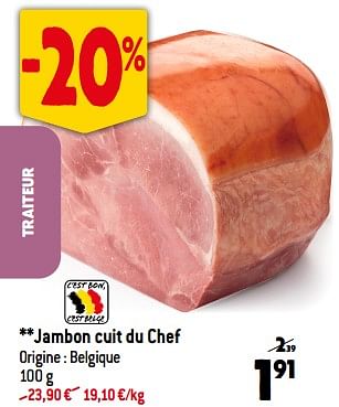 Promotions Jambon cuit du chef - Produit maison - Match - Valide de 03/01/2024 à 09/01/2024 chez Match